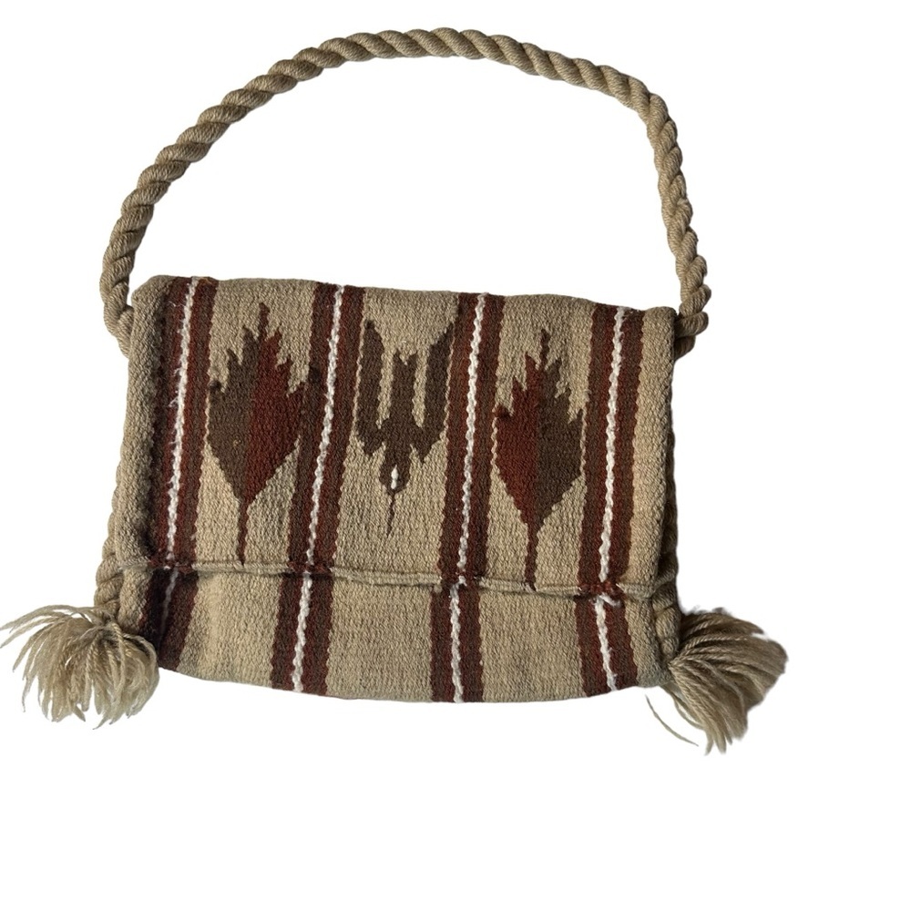 Vintage Chimayo Rug Purse, 1960s Mexican Rug Purse Southwestern